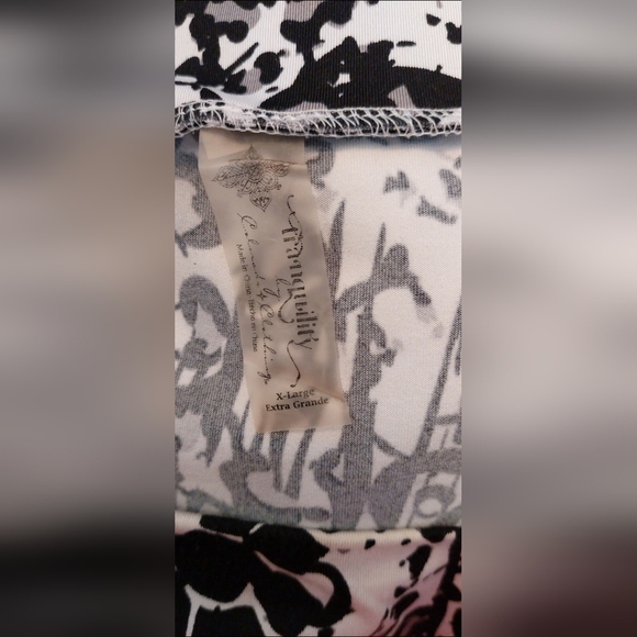 Tranquility Black Grey Ivory Knit Skirt Size XL Boho Office Date Business Casual - Picture 2 of 8